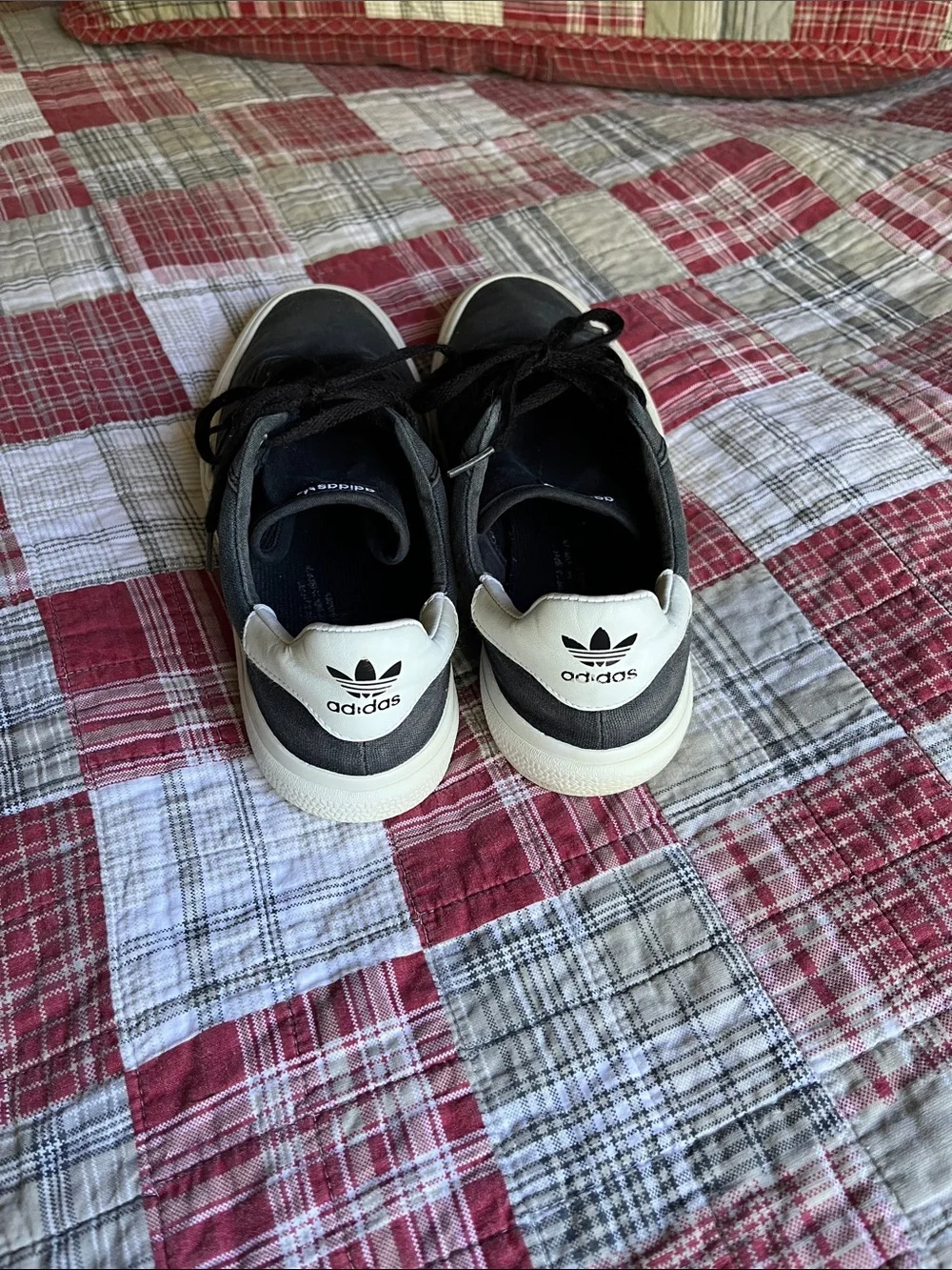 adidas Black Low-Top Canvas Sneakers with White Soles